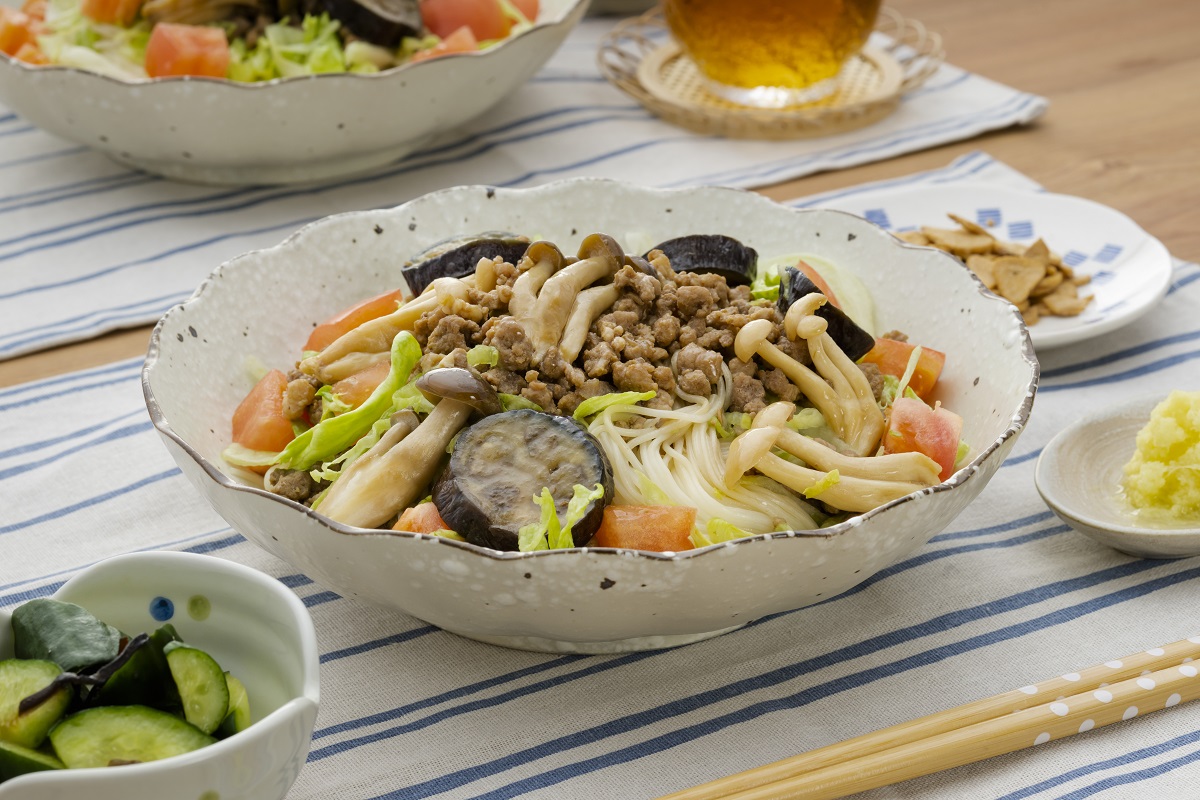 きのことなすの栄養満点そうめん